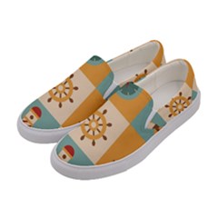 Nautical-elements-collection Women s Canvas Slip Ons by Wav3s