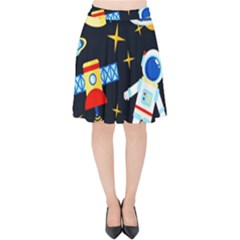 Space Seamless Pattern Velvet High Waist Skirt by Wav3s