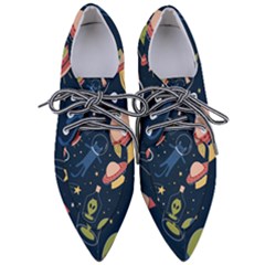 Seamless-pattern-with-funny-aliens-cat-galaxy Pointed Oxford Shoes by Wav3s