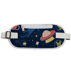 Seamless-pattern-with-funny-aliens-cat-galaxy Rounded Waist Pouch by Wav3s