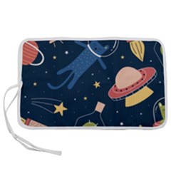 Seamless-pattern-with-funny-aliens-cat-galaxy Pen Storage Case (m) by Wav3s