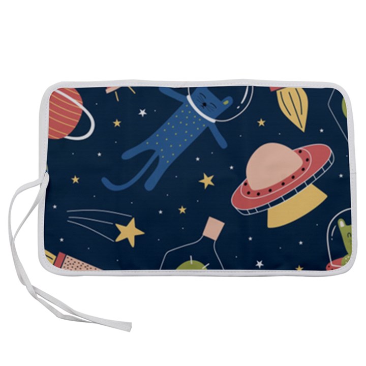 Seamless-pattern-with-funny-aliens-cat-galaxy Pen Storage Case (M)