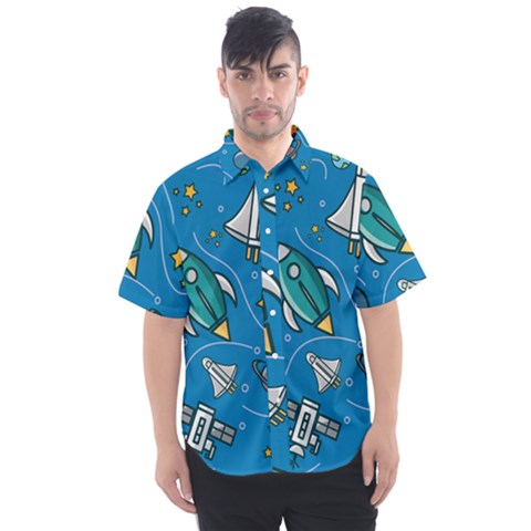 About-space-seamless-pattern Men s Short Sleeve Shirt by Wav3s