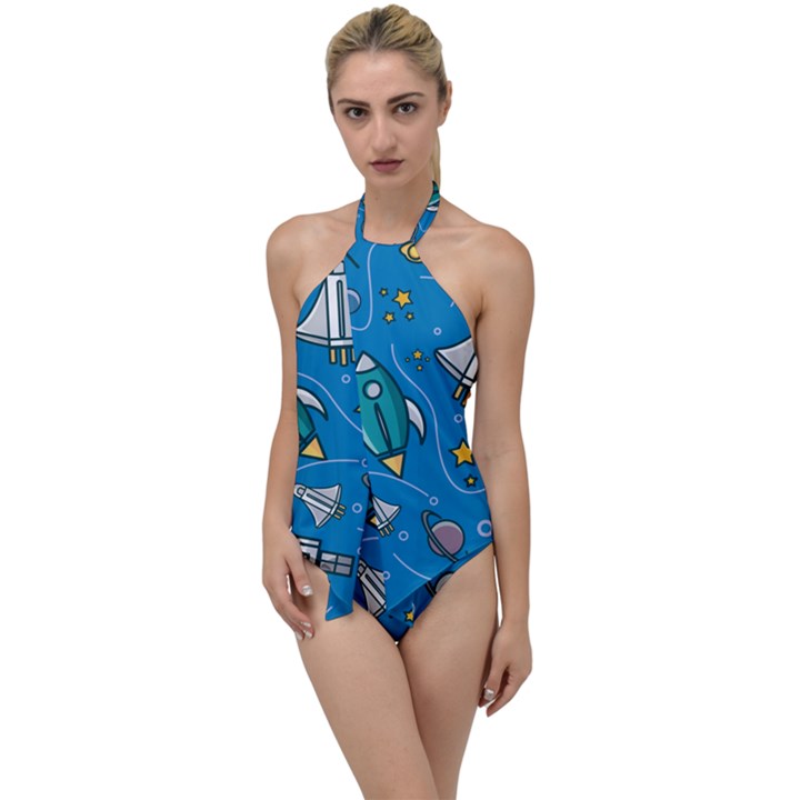 About-space-seamless-pattern Go with the Flow One Piece Swimsuit