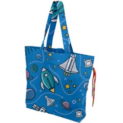 About-space-seamless-pattern Drawstring Tote Bag by Wav3s