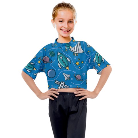 About-space-seamless-pattern Kids Mock Neck Tee by Wav3s