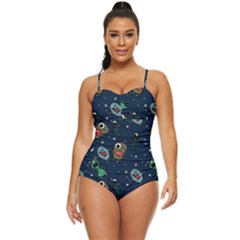 Monster-alien-pattern-seamless-background Retro Full Coverage Swimsuit by Wav3s