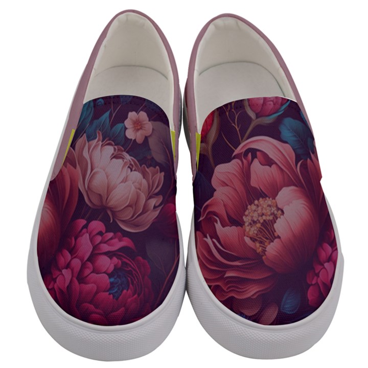 Bouquet-of-colorful-flowers Men s Canvas Slip Ons