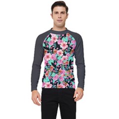 Flower Black Pink Men s Long Sleeve Rash Guard by flowerland