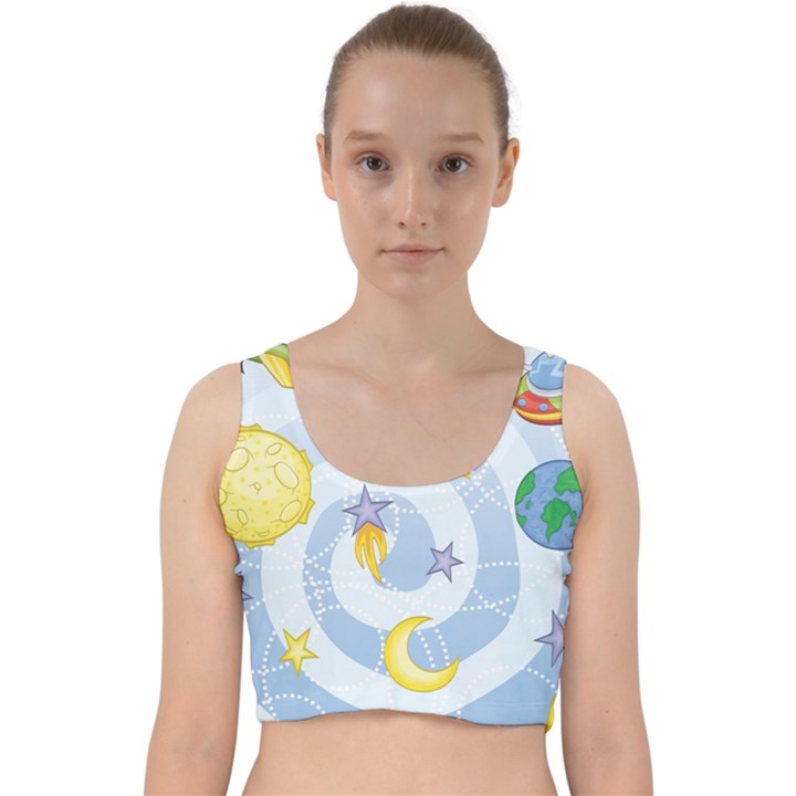 Science Fiction Outer Space Velvet Racer Back Crop Top