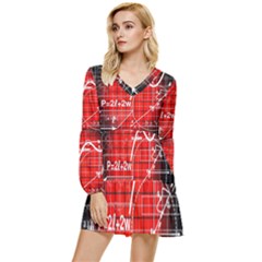 Geometry Mathematics Cube Tiered Long Sleeve Mini Dress by Ndabl3x