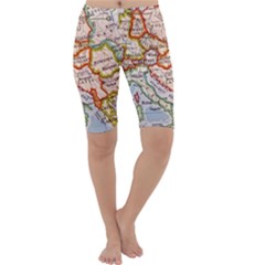 Map Europe Globe Countries States Cropped Leggings  by Ndabl3x