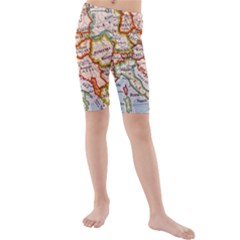 Map Europe Globe Countries States Kids  Mid Length Swim Shorts by Ndabl3x