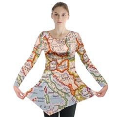 Map Europe Globe Countries States Long Sleeve Tunic  by Ndabl3x