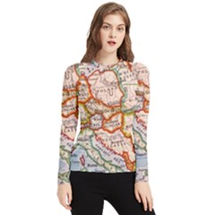 Map Europe Globe Countries States Women s Long Sleeve Rash Guard by Ndabl3x