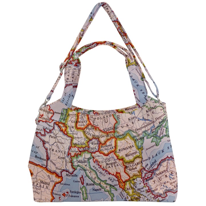 Map Europe Globe Countries States Double Compartment Shoulder Bag