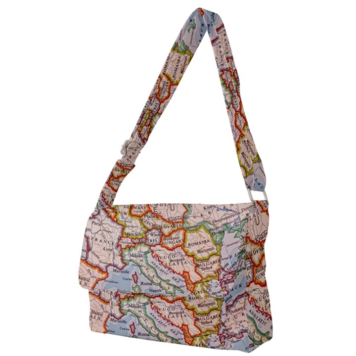 Map Europe Globe Countries States Full Print Messenger Bag (L)