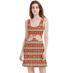 Christmas Papers Red And Green Velour Cutout Dress by Ndabl3x