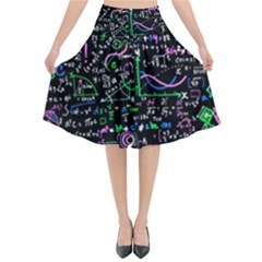 Math-linear-mathematics-education-circle-background Flared Midi Skirt by Vaneshart