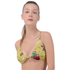 Childish-seamless-pattern-with-dino-driver Knot Up Bikini Top by Vaneshart