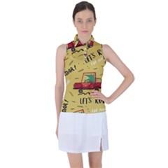 Childish-seamless-pattern-with-dino-driver Women s Sleeveless Polo Tee by Vaneshart