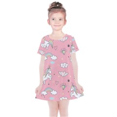 Cute-unicorn-seamless-pattern Kids  Simple Cotton Dress by Vaneshart