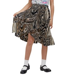 Zebra Abstract Background Kids  Ruffle Flared Wrap Midi Skirt by Vaneshop