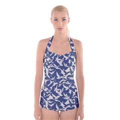 Bird Animal Animal Background Boyleg Halter Swimsuit  by Vaneshop