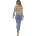 Flower Fabric Design Long Sleeve Deep-V Velour Top View4