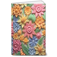 Flower Bloom Embossed Pattern 8  X 10  Softcover Notebook by Vaneshop