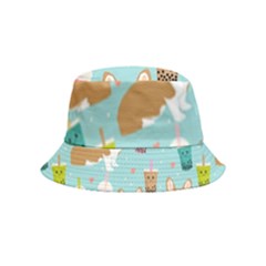 Welsh Corgi Boba Tea Bubble Cute Kawaii Dog Breed Inside Out Bucket Hat (kids) by Wav3s