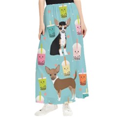 Chihuahua Bubble Kawaii Boba Tea Cute Dog Maxi Chiffon Skirt by Wav3s