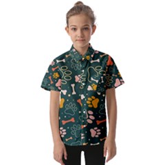 Dog Paw Colorful Fabrics Digitally Kids  Short Sleeve Shirt by Wav3s