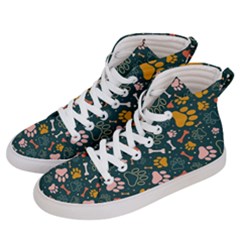 Dog Paw Colorful Fabrics Digitally Men s Hi-top Skate Sneakers by Wav3s