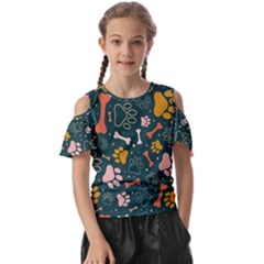 Dog Paw Colorful Fabrics Digitally Kids  Butterfly Cutout Tee by Wav3s