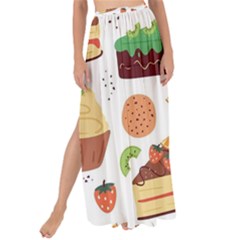 Seamless Pattern Hand Drawing Cartoon Dessert And Cake Maxi Chiffon Tie-up Sarong by Wav3s