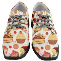 Seamless Pattern Hand Drawing Cartoon Dessert And Cake Women Heeled Oxford Shoes by Wav3s