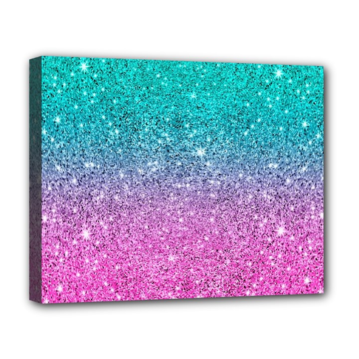 Pink And Turquoise Glitter Deluxe Canvas 20  x 16  (Stretched)