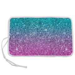 Pink And Turquoise Glitter Pen Storage Case (m) by Wav3s