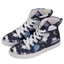 Space Cat Illustration Pattern Astronaut Men s Hi-Top Skate Sneakers View2