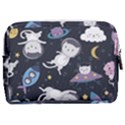 Space Cat Illustration Pattern Astronaut Make Up Pouch (Medium) View2