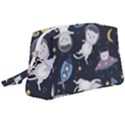 Space Cat Illustration Pattern Astronaut Wristlet Pouch Bag (Large) View1