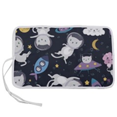 Space Cat Illustration Pattern Astronaut Pen Storage Case (m) by Wav3s