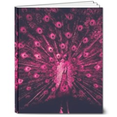 Peacock Pink Black Feather Abstract 8  X 10  Hardcover Notebook by Wav3s