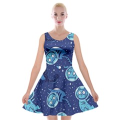 Cat Spacesuit Space Suit Astronaut Pattern Velvet Skater Dress by Wav3s