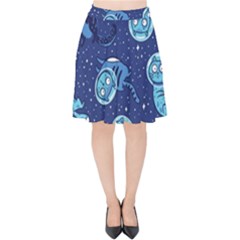 Cat Spacesuit Space Suit Astronaut Pattern Velvet High Waist Skirt by Wav3s