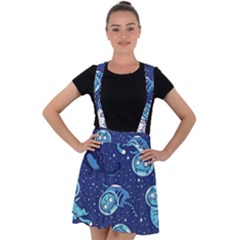 Cat Spacesuit Space Suit Astronaut Pattern Velvet Suspender Skater Skirt by Wav3s