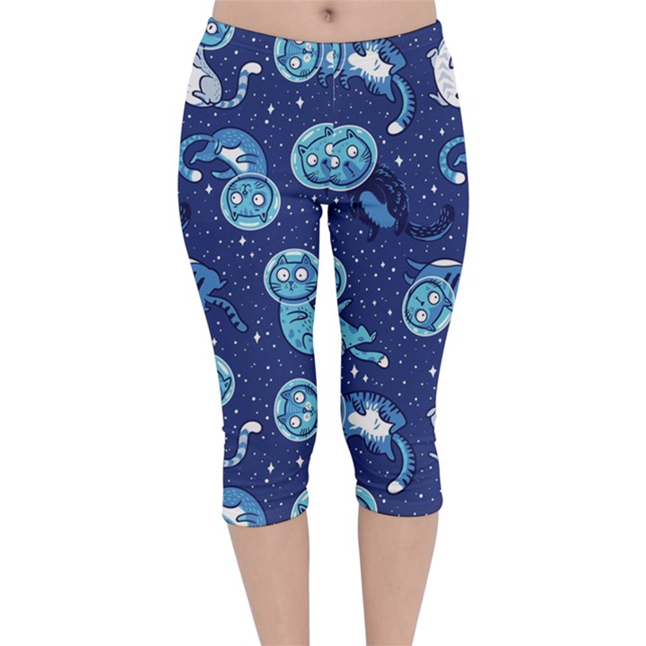 Cat Spacesuit Space Suit Astronaut Pattern Velvet Capri Leggings 