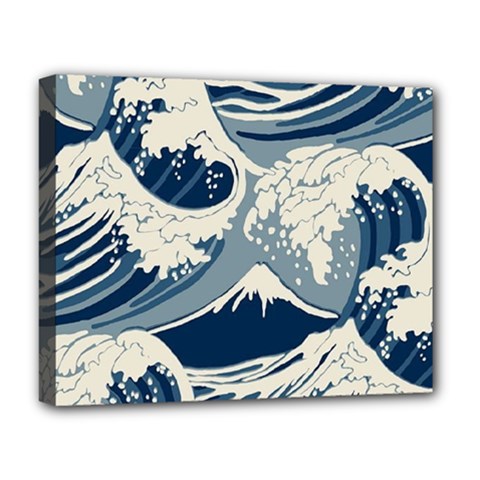 Japanese Wave Pattern Deluxe Canvas 20  X 16  (stretched) by Wav3s