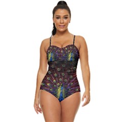 Peacock Feathers Retro Full Coverage Swimsuit by Wav3s